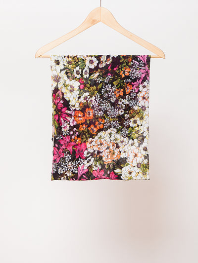 Écharpe infinie en mousseline de soie imprimée à motifs floraux pour femmes 