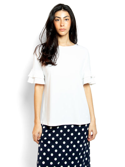 Women's tiered sleeve top in white