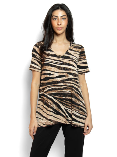 Women's tiger print short sleeve tunic
