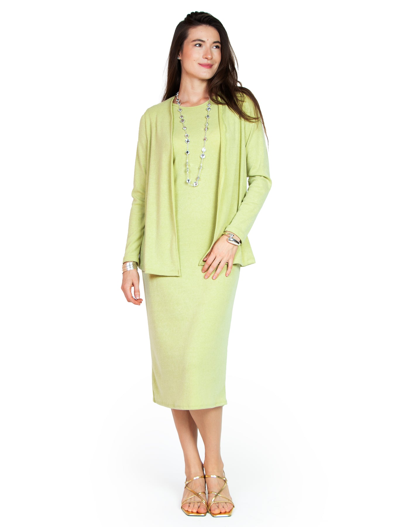 Sol Side Cutout Long Sleeve Midi Dress  Pistachio Medium main image 0