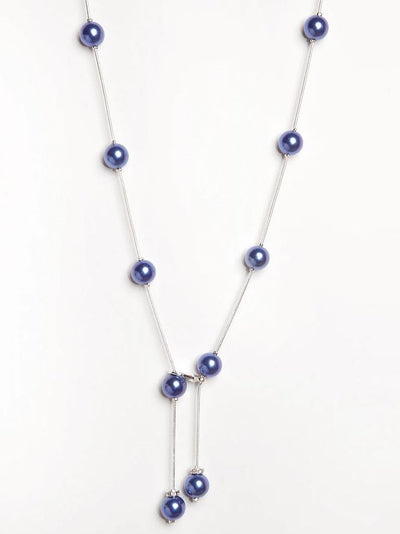Women's pearl station necklace in silver