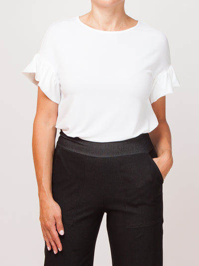 Women's frilled sleeve top in white