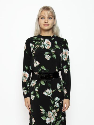 Women's floral printed high neck long sleeve top