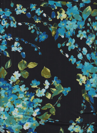 Women's floral botanical print chiffon scarf in black