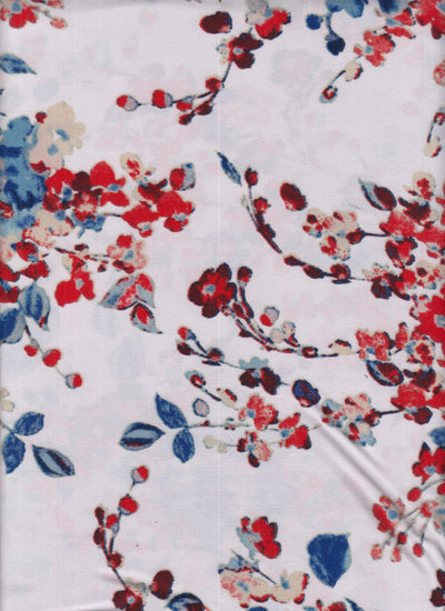 Women's floral botanical print chiffon scarf in white